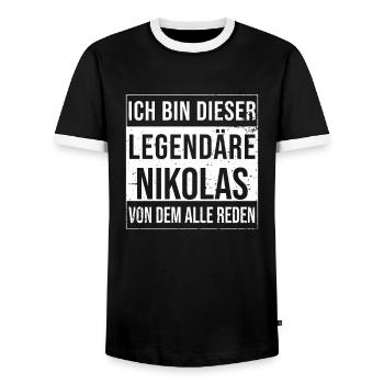 Je suis cette légende pour Nikolas - T-shirt contrasté Homme - noir/blanc - Devant - AI Model Female 172 light (172cm) & AI Model Male 178 light (178cm)
