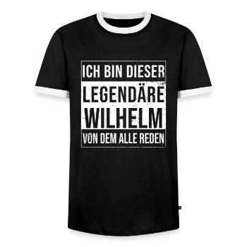 Ich bin dieser legendäre für Wilhelm - Männer Kontrast-T-Shirt - Schwarz/Weiß - Vorne - AI Model Female 172 light (172cm) & AI Model Male 178 light (178cm)