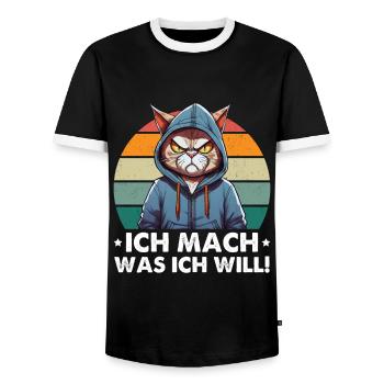 I Do What I Want - Cool Cat - Men's Ringer Shirt - black/white - Front - AI Model Female 172 light (172cm) & AI Model Male 178 light (178cm)