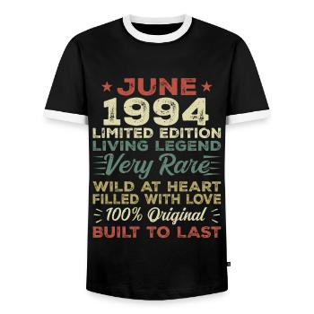 Juni 1994 Geburtstag Juni 1994 Geschenk Juni 1994 - Männer Kontrast-T-Shirt - Schwarz/Weiß - Vorne - AI Model Female 172 light (172cm) & AI Model Male 178 light (178cm)