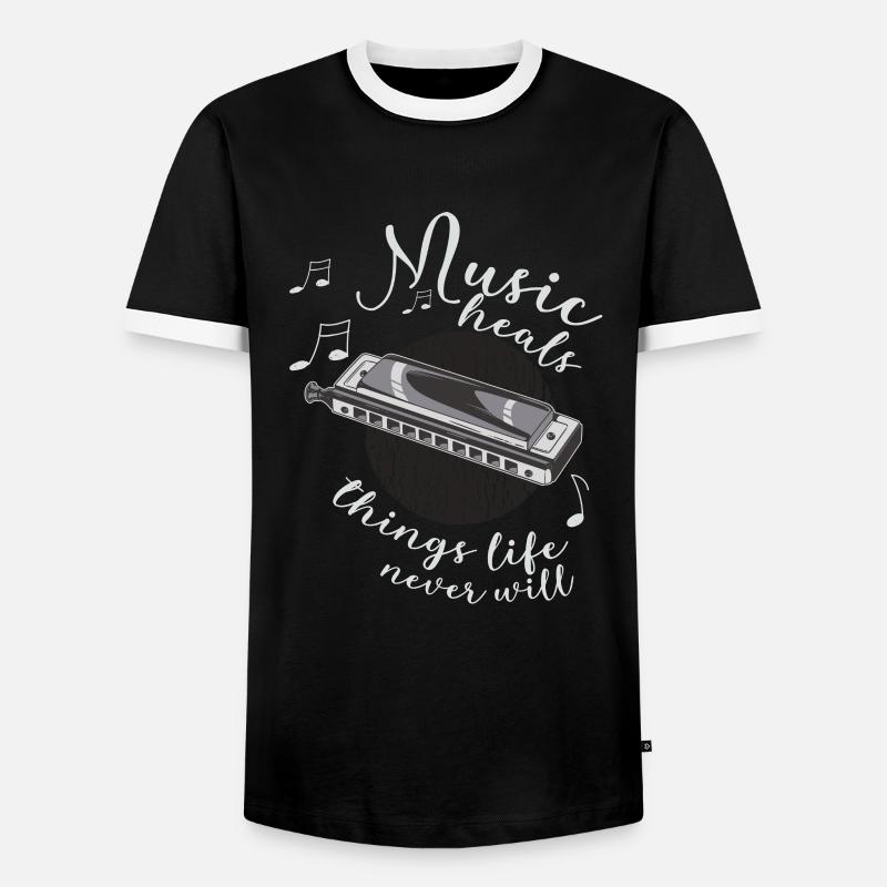 Harmonica Player Musician Harmonica - Men's Ringer Shirt - black/white