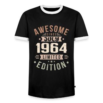 Juli 1964 Geburtstag Juli 1964 Geburtstagsgeschenk - Männer Kontrast-T-Shirt - Schwarz/Weiß - Vorne - AI Model Female 172 light (172cm) & AI Model Male 178 light (178cm)