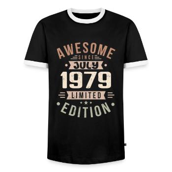 Anniversaire de juillet 1979 Cadeau d’anniversaire de juillet 1979 - T-shirt contrasté Homme - noir/blanc - Devant - AI Model Female 172 light (172cm) & AI Model Male 178 light (178cm)