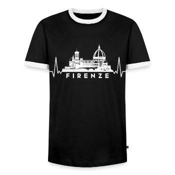 Herzschlag Skyline Italien Firenze-Florenz - Männer Kontrast-T-Shirt - Schwarz/Weiß - Vorne - AI Model Female 172 light (172cm) & AI Model Male 178 light (178cm)