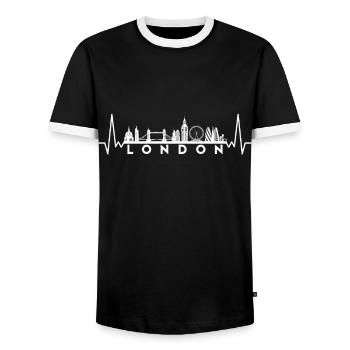Heartbeat Skyline UK London - Men's Ringer Shirt - black/white - Front - AI Model Female 172 light (172cm) & AI Model Male 178 light (178cm)