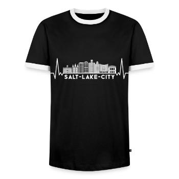 Heartbeat Skyline États-Unis Salt Lake City - T-shirt contrasté Homme - noir/blanc - Devant - AI Model Female 172 light (172cm) & AI Model Male 178 light (178cm)