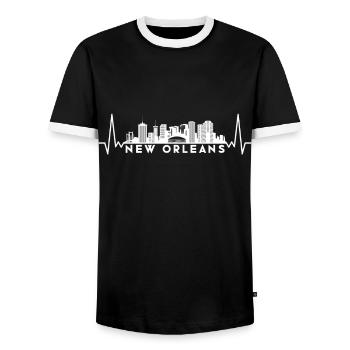 Heartbeat Skyline États-Unis Nouvelle-Orléans - T-shirt contrasté Homme - noir/blanc - Devant - AI Model Female 172 light (172cm) & AI Model Male 178 light (178cm)