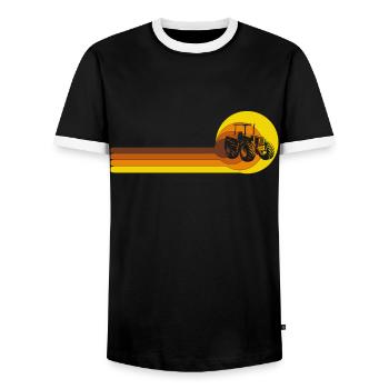 Farmer Farming Farm Birthday 70s - Men's Ringer Shirt - black/white - Front - AI Model Female 172 light (172cm) & AI Model Male 178 light (178cm)
