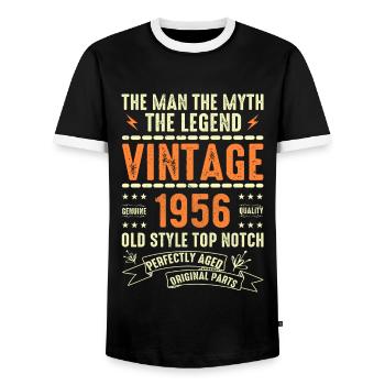 1956 Jubiläumsgeschenk Jahrgang 1956 Vintage 1956 - Männer Kontrast-T-Shirt - Schwarz/Weiß - Vorne - AI Model Female 172 light (172cm) & AI Model Male 178 light (178cm)