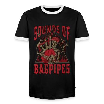 Son de cornemuse écossaise - T-shirt contrasté Homme - noir/blanc - Devant - AI Model Female 172 light (172cm) & AI Model Male 178 light (178cm)