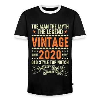 2020 Jubiläumsgeschenk Jahrgang 2020 Vintage 2020 - Männer Kontrast-T-Shirt - Schwarz/Weiß - Vorne - AI Model Female 172 light (172cm) & AI Model Male 178 light (178cm)