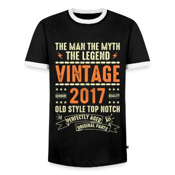 2017 Jubiläumsgeschenk Jahrgang 2017 Vintage 2017 - Männer Kontrast-T-Shirt - Schwarz/Weiß - Vorne - AI Model Female 172 light (172cm) & AI Model Male 178 light (178cm)