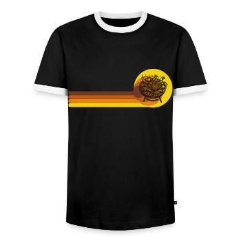BBQ Barbecue Vintage 70er 80er Jahre grillen - Männer Kontrast-T-Shirt - Schwarz/Weiß - Vorne - AI Model Female 172 light (172cm) & AI Model Male 178 light (178cm)
