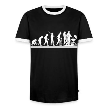 BBQ Barbecue Evolution Grill Fête d’anniversaire - T-shirt contrasté Homme - noir/blanc - Devant - AI Model Female 172 light (172cm) & AI Model Male 178 light (178cm)