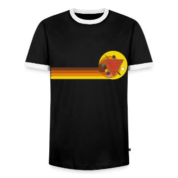 Pool Table Pool Vintage 70s 80s - Men's Ringer Shirt - black/white - Front - AI Model Female 172 light (172cm) & AI Model Male 178 light (178cm)