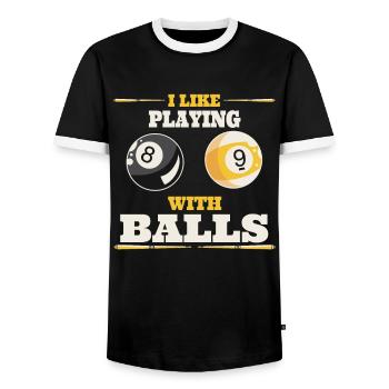 Billard, Billard, Table de billard, Drôles de dictons, Snooker - T-shirt contrasté Homme - noir/blanc - Devant - AI Model Female 172 light (172cm) & AI Model Male 178 light (178cm)