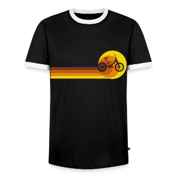 BMX Bike Vintage 70s 80s Bike Freestyle - Men's Ringer Shirt - black/white - Front - AI Model Female 172 light (172cm) & AI Model Male 178 light (178cm)
