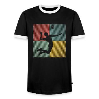 Ballon de volley-ball vintage Joueur de volley-ball - T-shirt contrasté Homme - noir/blanc - Devant - AI Model Female 172 light (172cm) & AI Model Male 178 light (178cm)