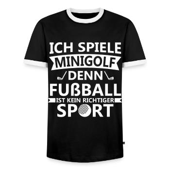 ich spiele Minigolf lustige Golf Sprüche Golfer - Männer Kontrast-T-Shirt - Schwarz/Weiß - Vorne - AI Model Female 172 light (172cm) & AI Model Male 178 light (178cm)