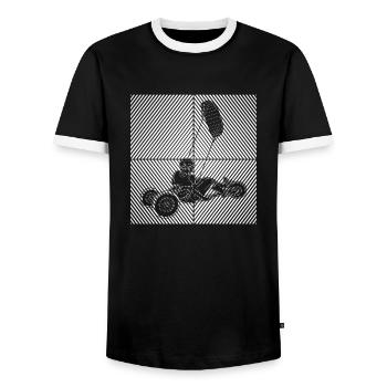 Strand-Kite Windracer Land-Kite Kite-Strandsegler - Männer Kontrast-T-Shirt - Schwarz/Weiß - Vorne - AI Model Female 172 light (172cm) & AI Model Male 178 light (178cm)