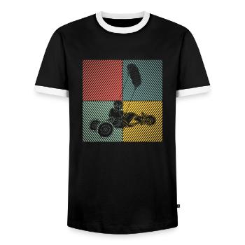 Strand-Kite Windracer Land-Kite Kite-Strandsegler - Männer Kontrast-T-Shirt - Schwarz/Weiß - Vorne - AI Model Female 172 light (172cm) & AI Model Male 178 light (178cm)