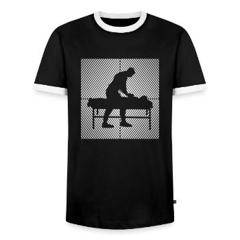 Kinésithérapeute Chiropracteur Physio-masseur - T-shirt contrasté Homme - noir/blanc - Devant - AI Model Female 172 light (172cm) & AI Model Male 178 light (178cm)