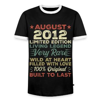 August 2012 - Gift idea for August 2012 - 2012 - Men's Ringer Shirt - black/white - Front - AI Model Female 172 light (172cm) & AI Model Male 178 light (178cm)