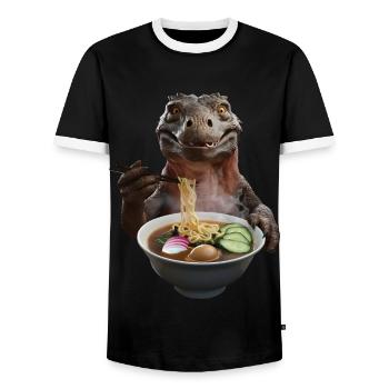 Komodo Ramen - Männer Kontrast-T-Shirt - Schwarz/Weiß - Vorne - AI Model Female 172 light (172cm) & AI Model Male 178 light (178cm)