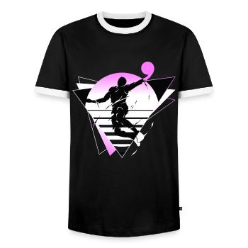 Basketball Basketballer Spieler Fan Neon Bunt - Männer Kontrast-T-Shirt - Schwarz/Weiß - Vorne - AI Model Female 172 light (172cm) & AI Model Male 178 light (178cm)
