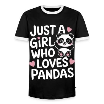 Panda Ours Panda Animal Pandas - T-shirt contrasté Homme - noir/blanc - Devant - AI Model Female 172 light (172cm) & AI Model Male 178 light (178cm)