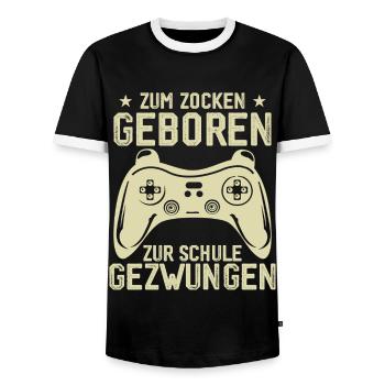 Zum Zocken Geboren, zur Schule Gezwungen - Männer Kontrast-T-Shirt - Schwarz/Weiß - Vorne - AI Model Female 172 light (172cm) & AI Model Male 178 light (178cm)