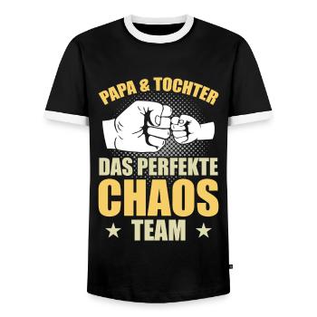 Papa Tochter das perfekte Chaos Team - Männer Kontrast-T-Shirt - Schwarz/Weiß - Vorne - AI Model Female 172 light (172cm) & AI Model Male 178 light (178cm)
