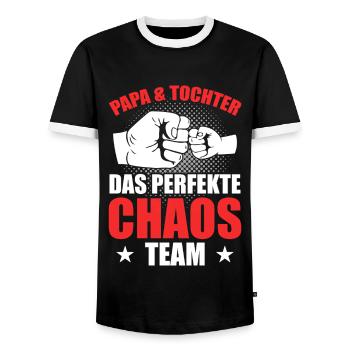 Papa Tochter das perfekte Chaos Team - Männer Kontrast-T-Shirt - Schwarz/Weiß - Vorne - AI Model Female 172 light (172cm) & AI Model Male 178 light (178cm)
