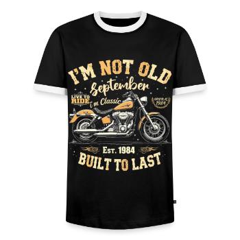 Anniversaire 1984 Millésime Septembre 1984 Cadeau - T-shirt contrasté Homme - noir/blanc - Devant - AI Model Female 172 light (172cm) & AI Model Male 178 light (178cm)