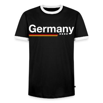 Germany - Men's Ringer Shirt - black/white - Front - AI Model Female 172 light (172cm) & AI Model Male 178 light (178cm)