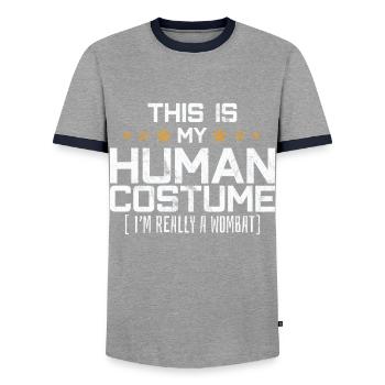 Wombat - Men's Ringer Shirt - grey/navy  - Front - AI Model Female 172 light (172cm) & AI Model Male 178 light (178cm)