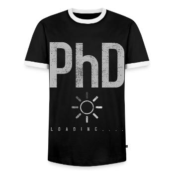 Doctoral student - Men's Ringer Shirt - black/white - Front - AI Model Female 172 light (172cm) & AI Model Male 178 light (178cm)