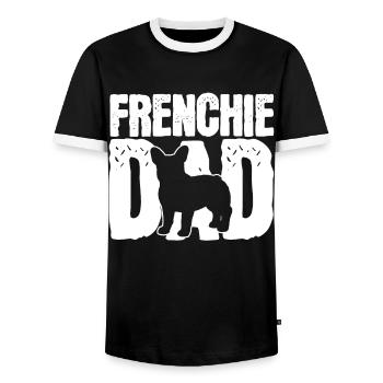 French bulldog - Men's Ringer Shirt - black/white - Front - AI Model Female 172 light (172cm) & AI Model Male 178 light (178cm)