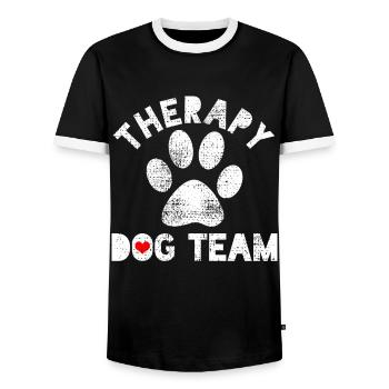 Hundetherapeutin - Männer Kontrast-T-Shirt - Schwarz/Weiß - Vorne - AI Model Female 172 light (172cm) & AI Model Male 178 light (178cm)