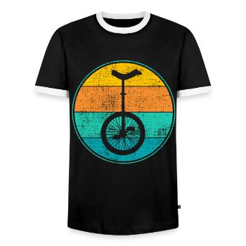 unicycle - Men's Ringer Shirt - black/white - Front - AI Model Female 172 light (172cm) & AI Model Male 178 light (178cm)