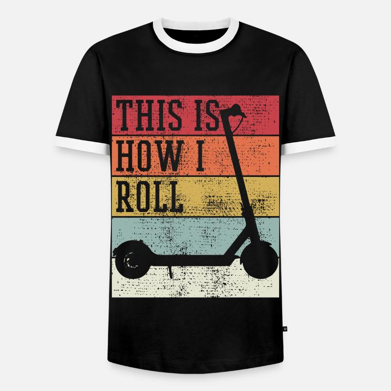 E-Roller - Männer Kontrast-T-Shirt - Schwarz/Weiß