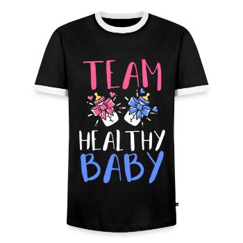 Gender Reveal Party - Men's Ringer Shirt - black/white - Front - AI Model Female 172 light (172cm) & AI Model Male 178 light (178cm)