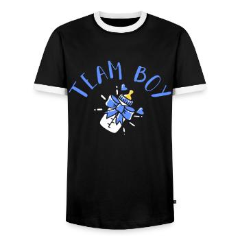 Geschlecht Enthüllung Team Junge Junge - Männer Kontrast-T-Shirt - Schwarz/Weiß - Vorne - AI Model Female 172 light (172cm) & AI Model Male 178 light (178cm)