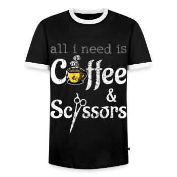 Hairdresser Hairdresser Hairdresser - Men's Ringer Shirt - black/white - Front - AI Model Female 172 light (172cm) & AI Model Male 178 light (178cm)