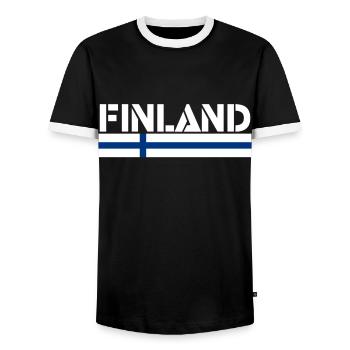 Finland - Men's Ringer Shirt - black/white - Front - AI Model Female 172 light (172cm) & AI Model Male 178 light (178cm)