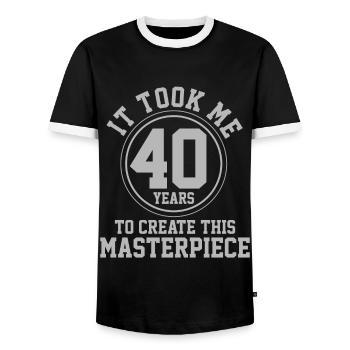 40th birthday - Men's Ringer Shirt - black/white - Front - AI Model Female 172 light (172cm) & AI Model Male 178 light (178cm)