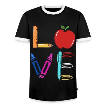 professeur - T-shirt contrasté Homme - noir/blanc - Devant - AI Model Female 172 light (172cm) & AI Model Male 178 light (178cm)