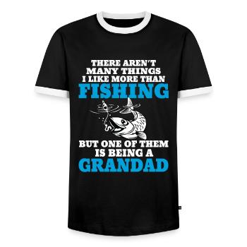 Fishing Grandad - Men's Ringer Shirt - black/white - Front - AI Model Female 172 light (172cm) & AI Model Male 178 light (178cm)