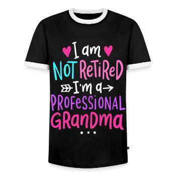 Oma Großmutter im Ruhestand - Männer Kontrast-T-Shirt - Schwarz/Weiß - Vorne - AI Model Female 172 light (172cm) & AI Model Male 178 light (178cm)