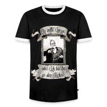 Sie wollte Tanzen - Lustig - EDM - Electro - Party - Männer Kontrast-T-Shirt - Schwarz/Weiß - Vorne - AI Model Female 172 light (172cm) & AI Model Male 178 light (178cm)